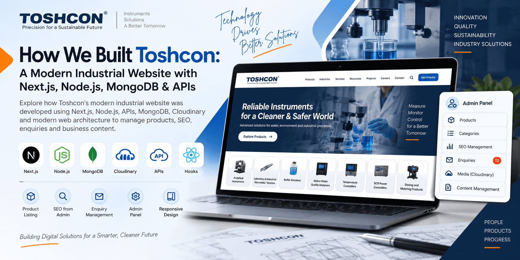 How We Built Toshcon: A Modern Industrial Website with Next.js, Node.js, MongoDB & APIs